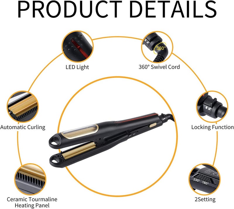 Hann Auto Hair Crimping Iron - Volumizing Fluffy Hairstyle Curler, Corrugation Crimper, Anti Static - Adjustable Temperature for All Hair Types - Image 3